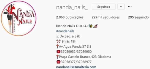 biografia instagram de manicure