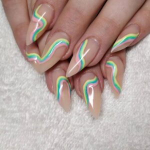 nails art abstract nails rainbow unhas de arco iris 1