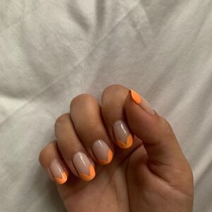 nails art french nails colour block laranja 1