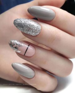 nails art geometric nails foil prata 1