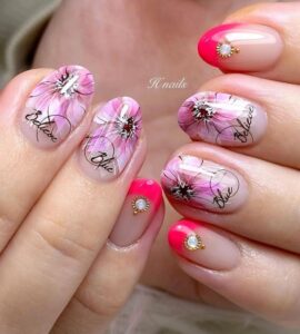 nails art realistic flowers flores realistas oriental 1 1