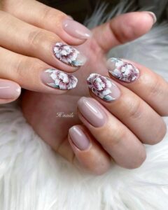 nails art realistic flowers flores realistas oriental estilo 1