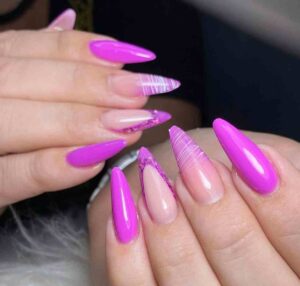 Unhas de fibra com esmalte gel