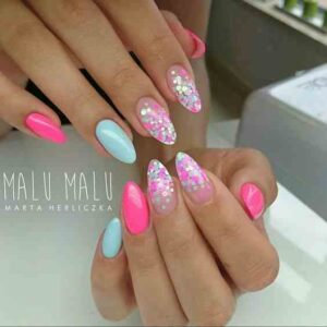 unhas almond decoradas