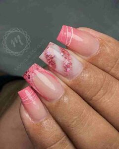 Unha Cor de rosa Unhas Bonitas 